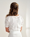 Back view of Women's Cotton Poplin Top - White on model