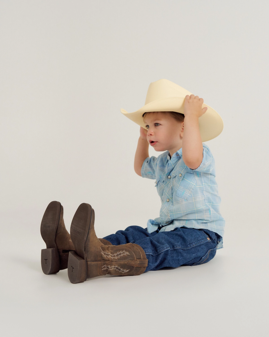 Full view of The Doc Toddler - Cafe Goat on model