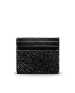 Front view of Men's Stingray Card Case - Jet Black on plain background