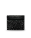 Front view of Men's Stingray Card Case - Jet Black on plain background