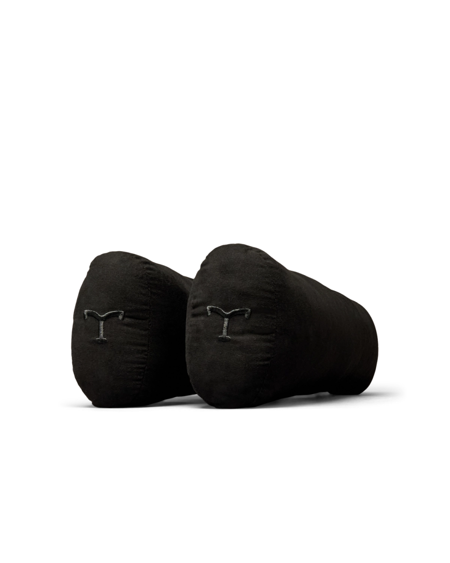 Quarterfront view of Fabric Boot Inserts - Black on plain background