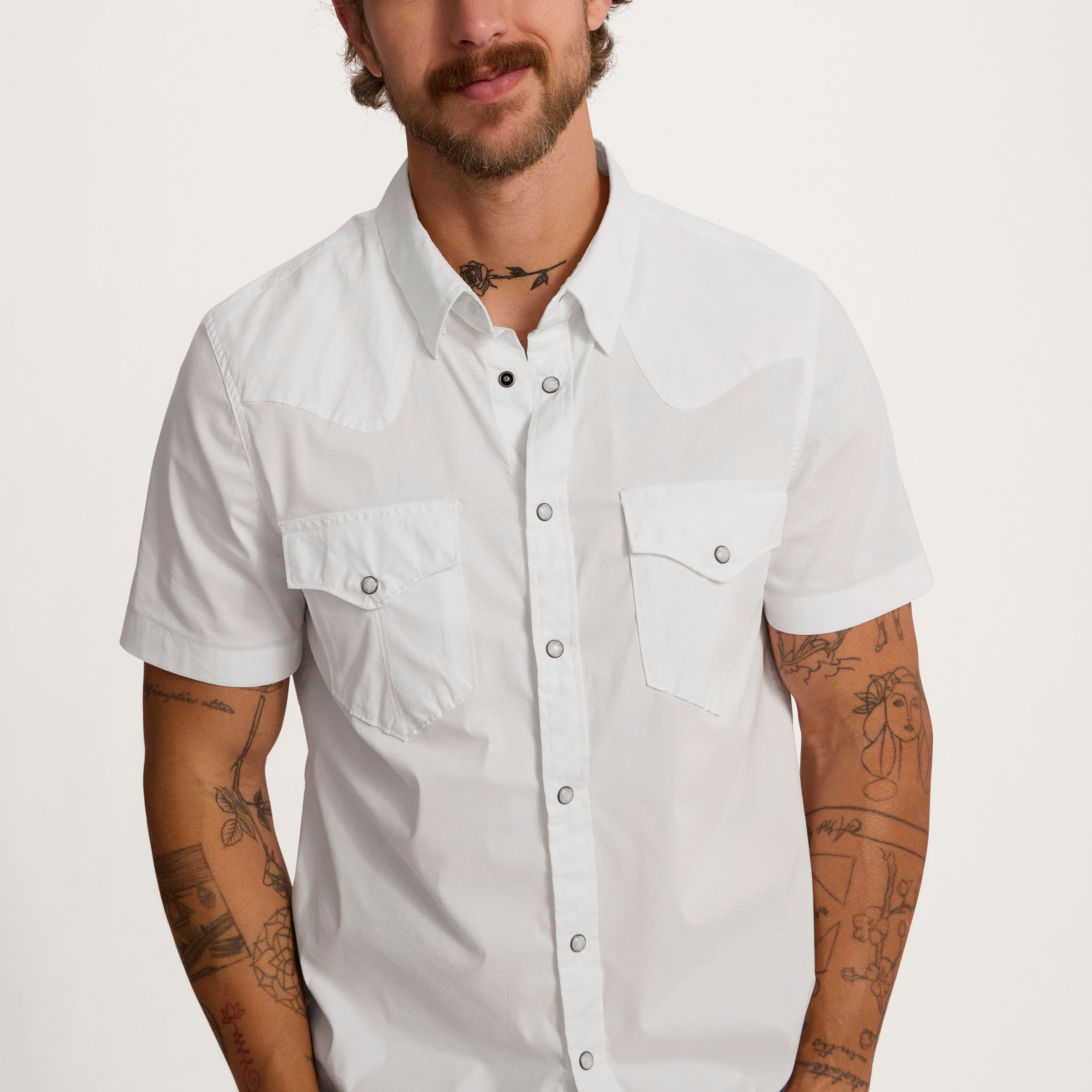 Men's Easywear Short Sleeve Pearl Snap - White | Tecovas