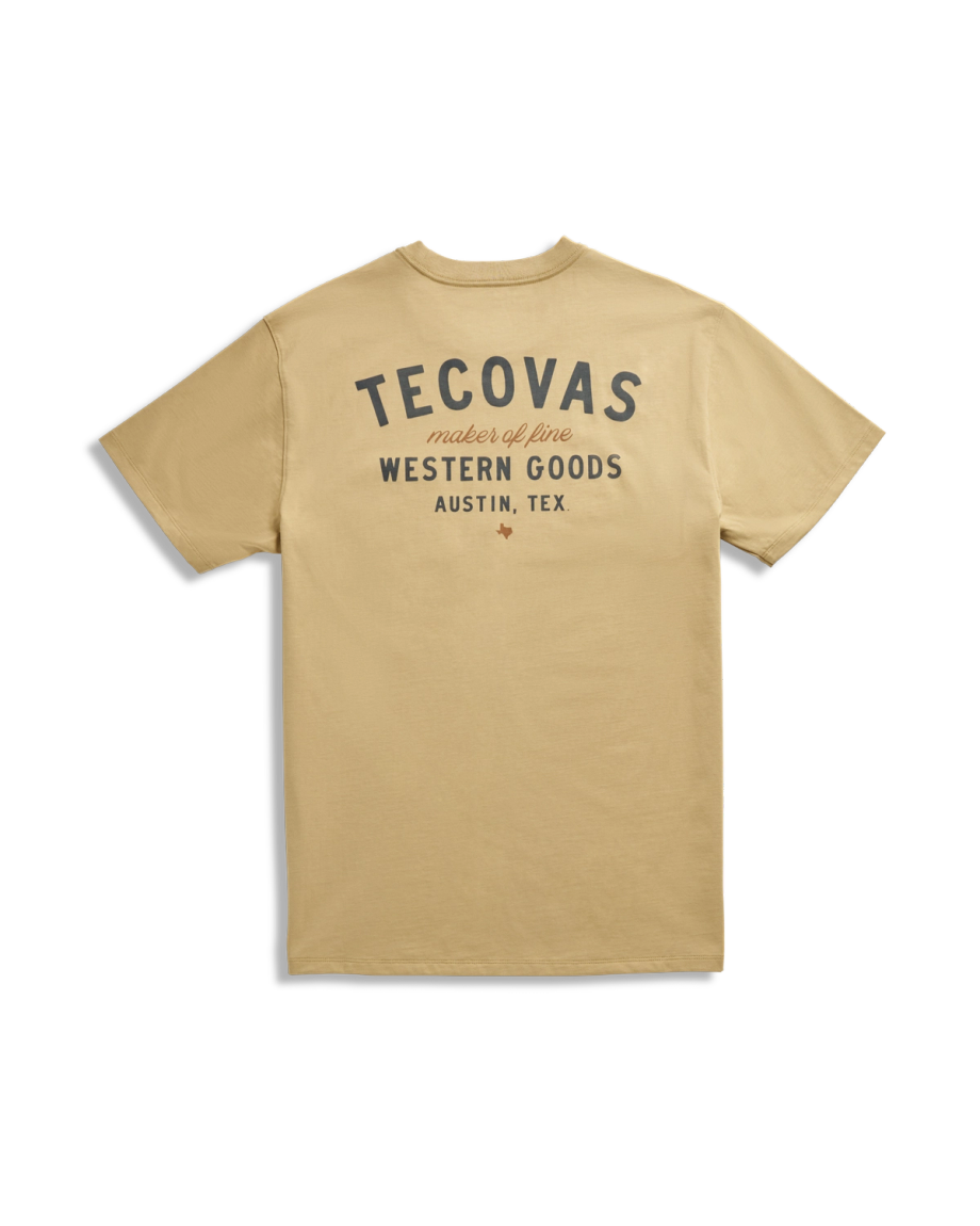 Closeup detail view of Men's Fine Makers Pocket Tee (III) - Khaki / Black