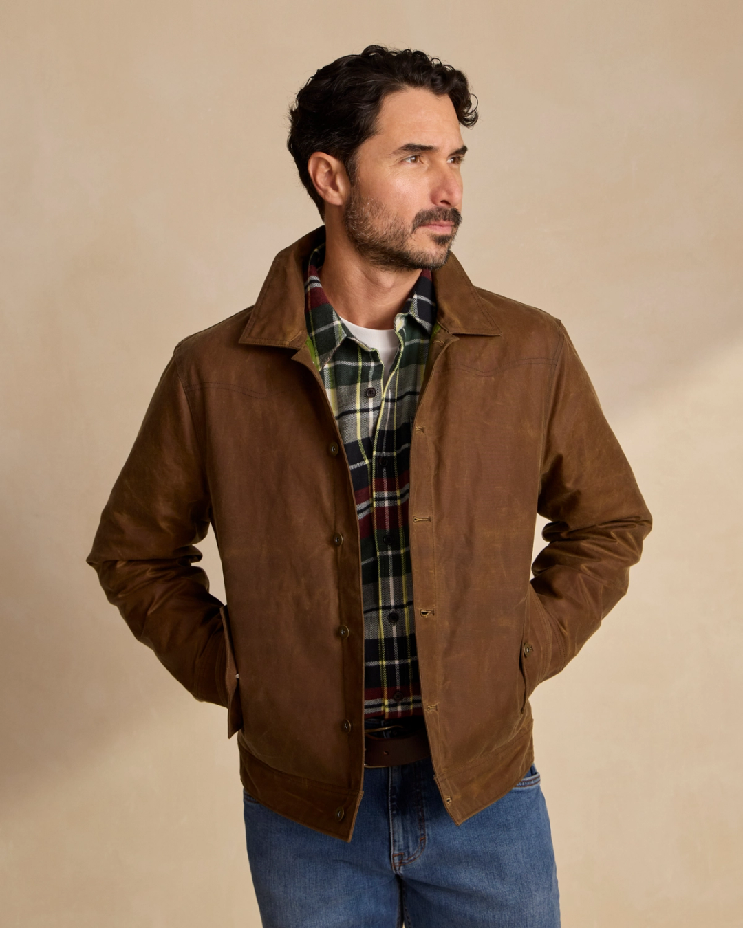 Buckaroo Waxed Canvas Trucker Jacket Tobacco Tecovas