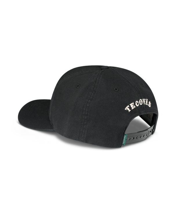 Quarterback view of Cowboy Patch Hat - Black on plain background