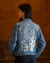 View of Tecovas x Mi Golondrina Denim Trucker Jacket - Medium