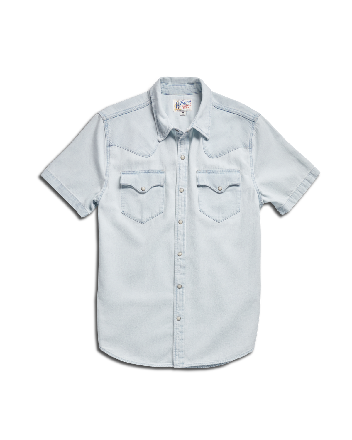 【MODERNIF】Russell Washed Denim Short Sleeve Shirt b98b9de72bc9e33c4278bf28402ec1