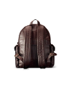 Back view of Men's Leather Backpack - Dark Brown on plain background