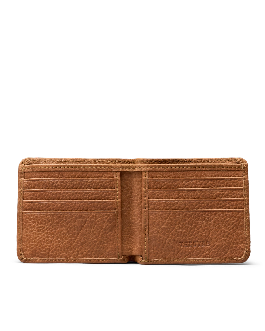 Inside view of Bison Billfold - Tan on plain background