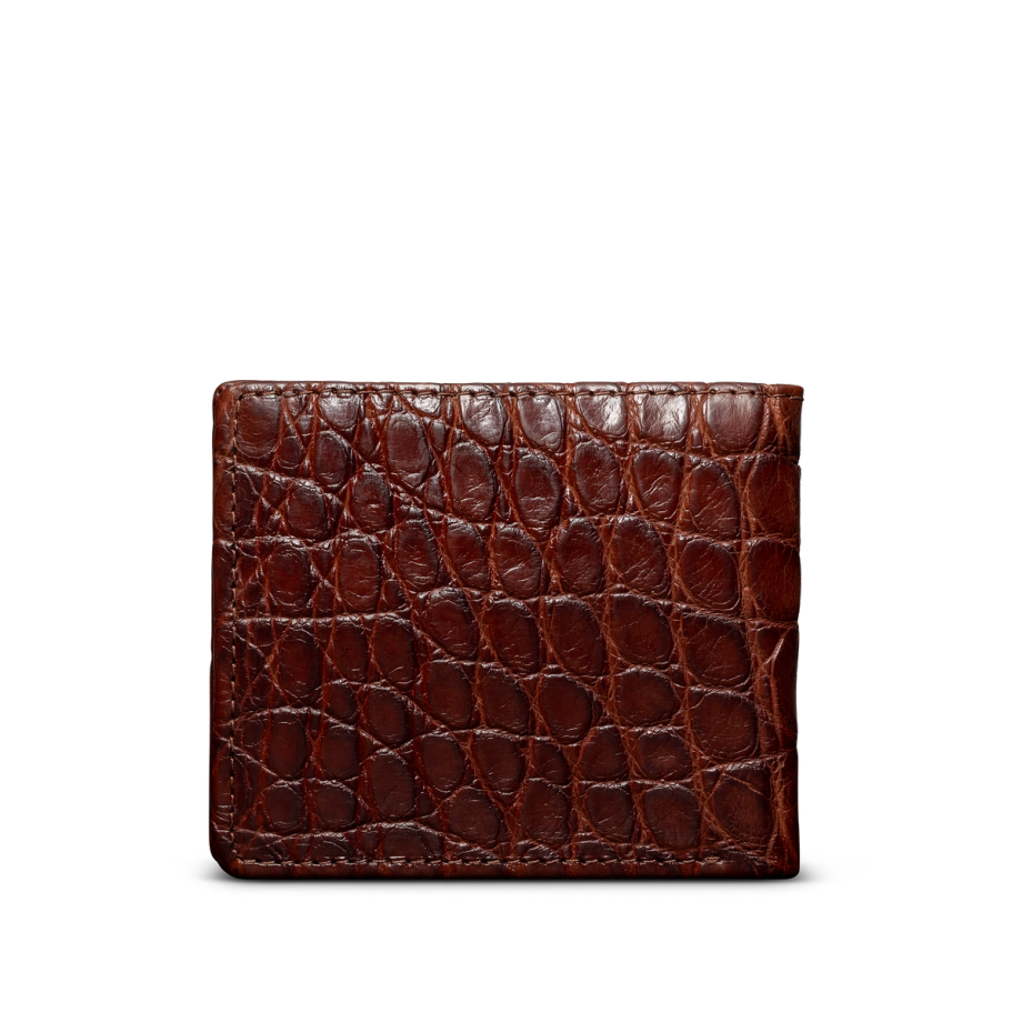 Back view of Alligator Billfold - Walnut on plain background
