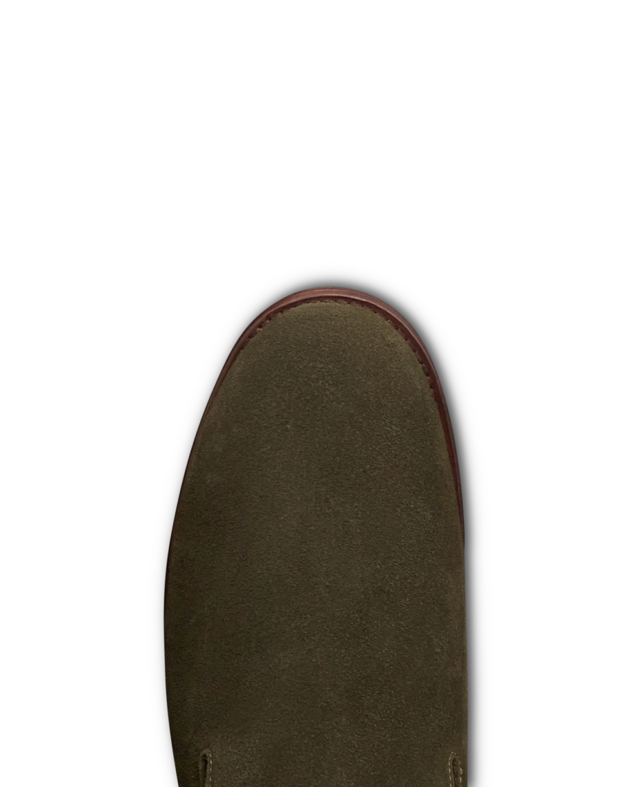 Toe view of The Monterrey - Olive on plain background