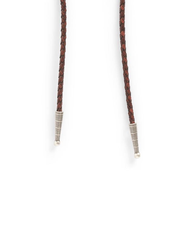 Closeup view of Iron Lamb Kyanite Drop Bolo - Sage/Navy