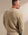 Back view of Men's Crew Neck Desert Sweater - Bone Heather on model