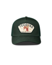 Front view of Tecovas Buckin Bronc 5 Panel High Pro Trucker - Forest Green on plain background