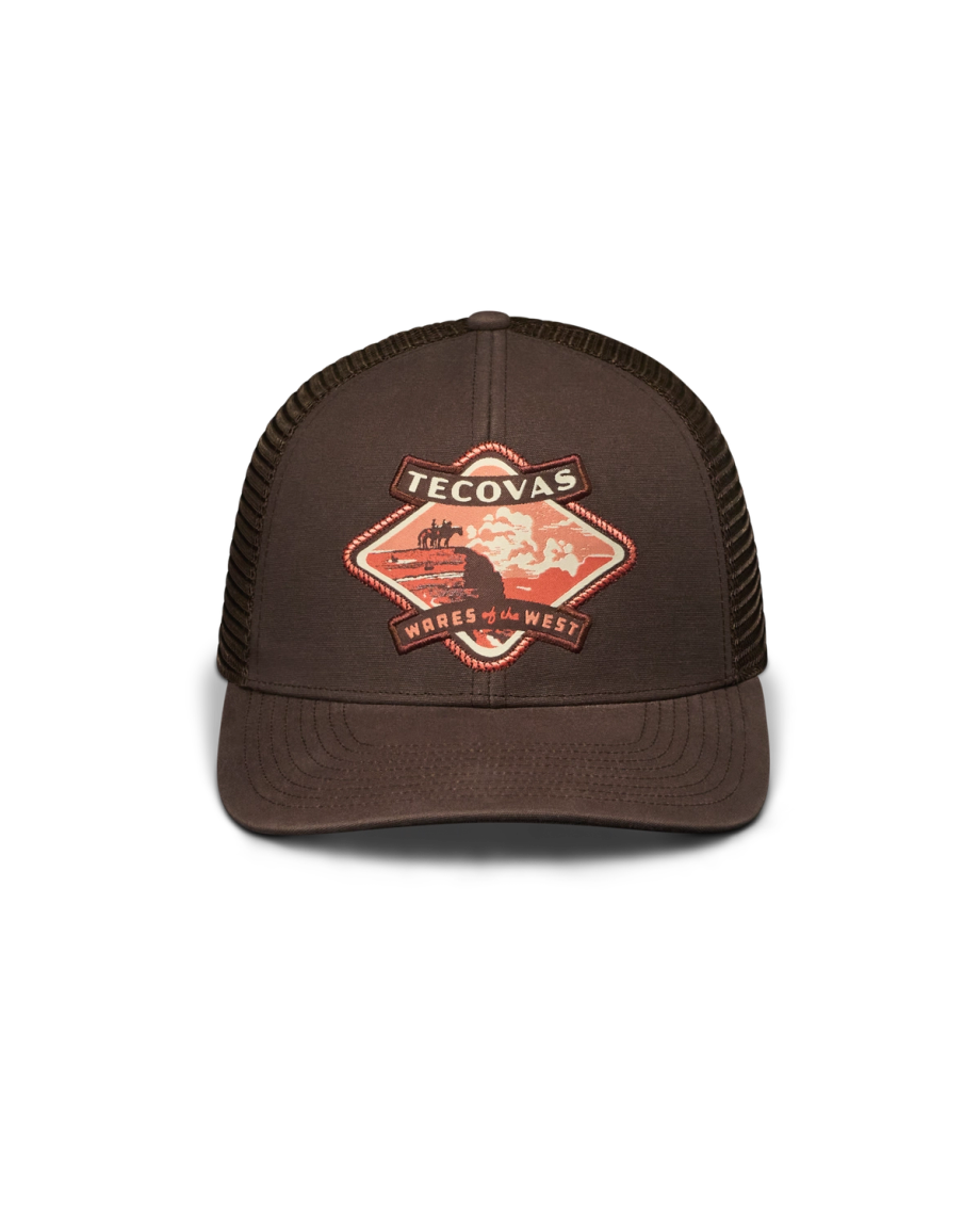 Front view of Tecovas Wares of the West Trucker - Dark Brown on plain background