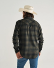 Back view of Men's Everyday Flannel LS - Black / Gray on model