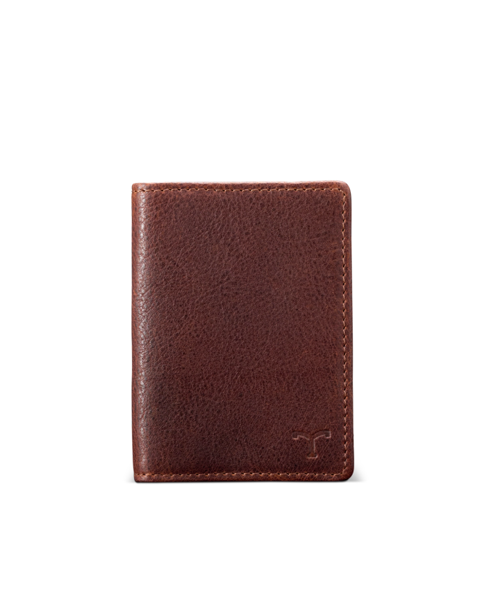 Front view of Men's Bifold - Cognac on plain background