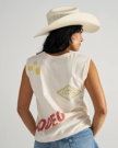 Back view of Women's Muscle Tank - Bone on model