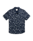 Closeup detail view of Men's Vintage Weight Sawtooth Short Sleeve Pearl Snap - Navy / White