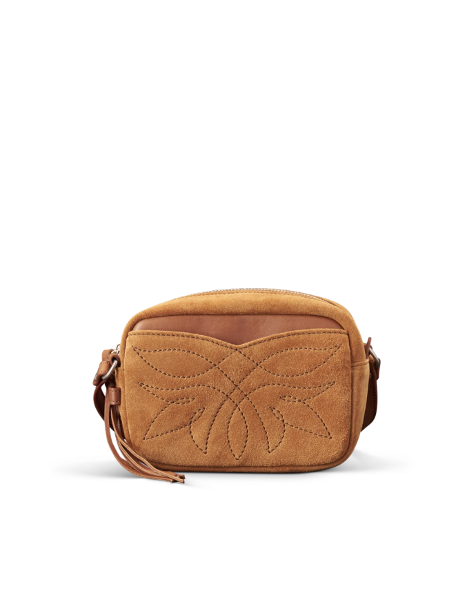 Front view of Flower Mini Crossbody - Cashew on plain background