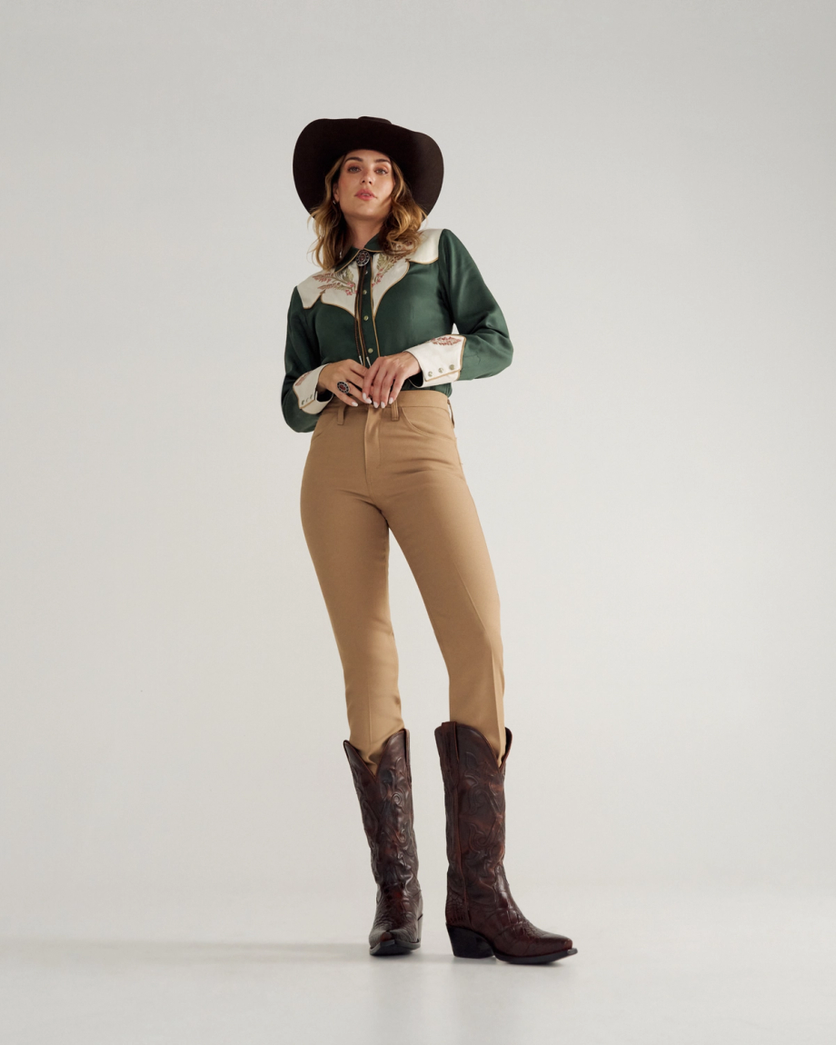Full view of Women's Birthday Boot X - Dark Pecan Alligator on model