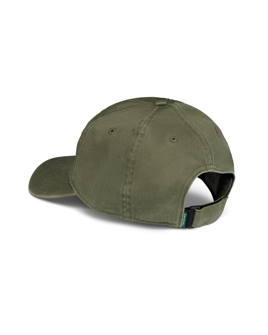 Quarterback view of Flying T Bulls 6 Panel Dad Hat - Olive on plain background