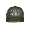 Front view of Quality Made Western Five-Panel Trucker Hat - Olive on plain background