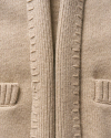 Closeup detail view of Men's Shawl Collar Wrap Sweater - Oatmeal/Brown