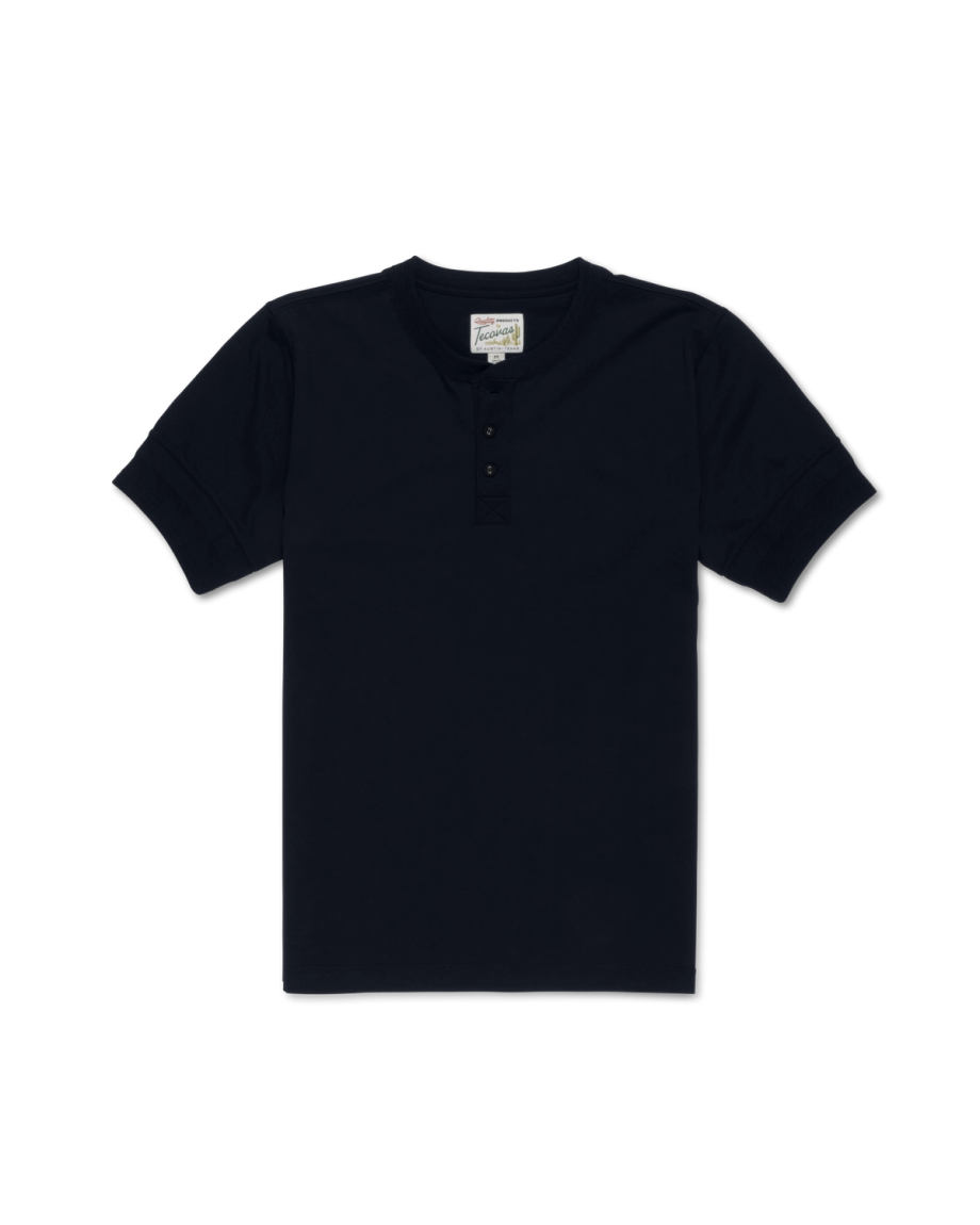 Flatlay of the men's black henley