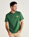 Front view of Men's Howdy Armadillo Tee - Green / Khaki on model