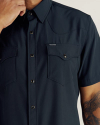 Closeup detail view of Men's Performance Western Pearl Snap SS - Classic Fit - Black