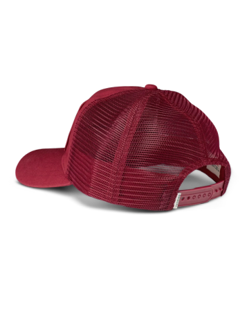 Quarterback view of Giddy On Up 5 Panel Low Pro Trucker - Burgundy on plain background