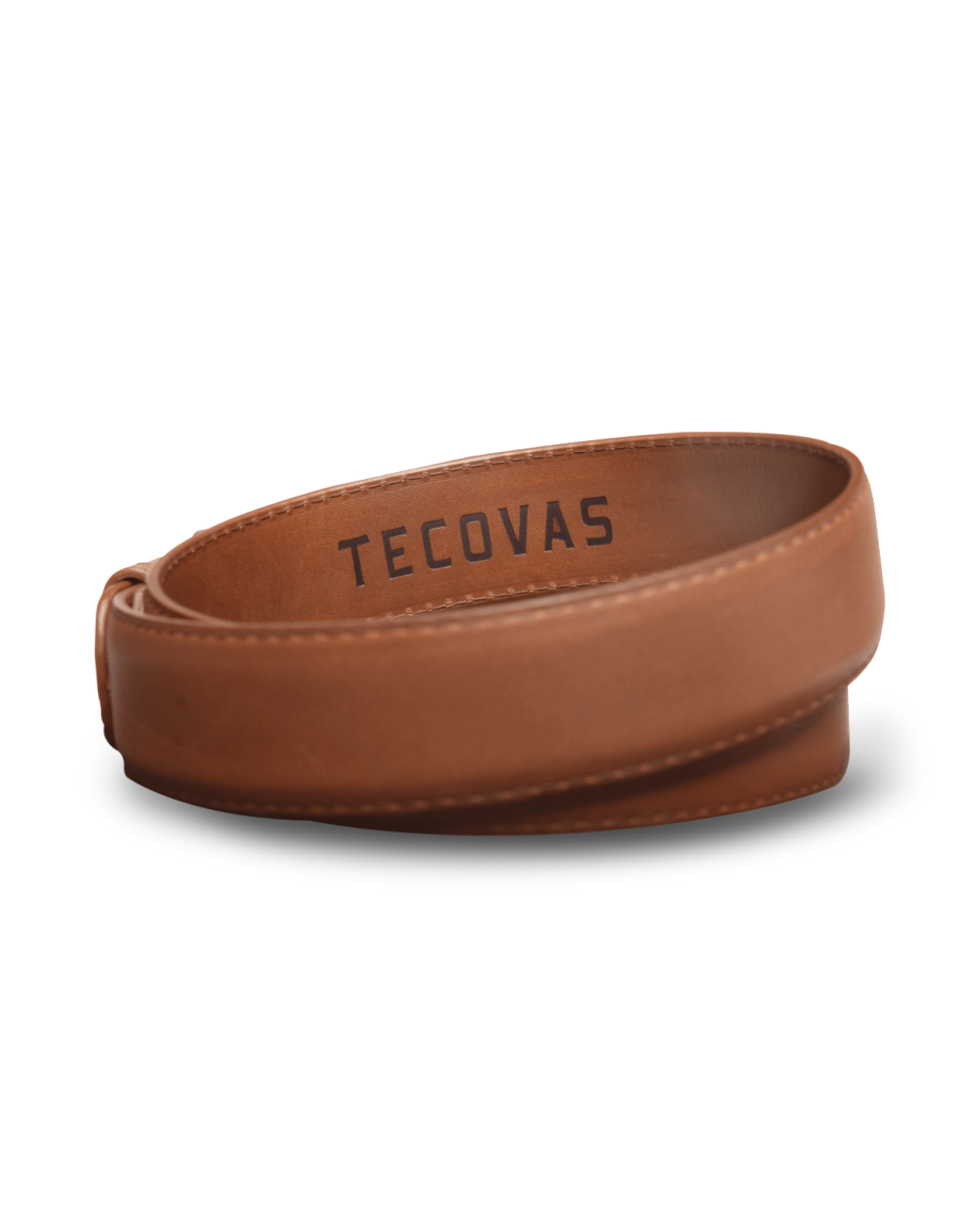 Back view of Men's Goat Belt II - Scotch on plain background