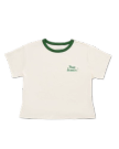 Front view of Women's Vintage Ringer Tee - Bone / Green on plain background