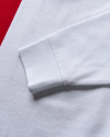 Closeup detail view of Men's Long Sleeve Polo - Red / White