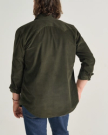 Closeup detail view of Men's Texas Weight Corduroy Pearl Snap LS - Pine