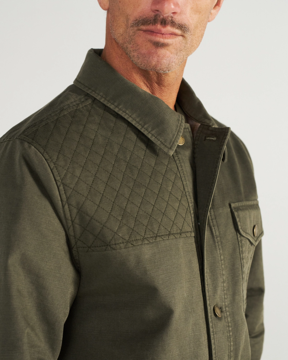 Closeup detail view of Men's Field Jacket - Dark Olive