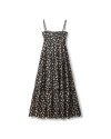 Back view of The Willow Dress by Kristopher Brock - Black/Beige Floral on plain background