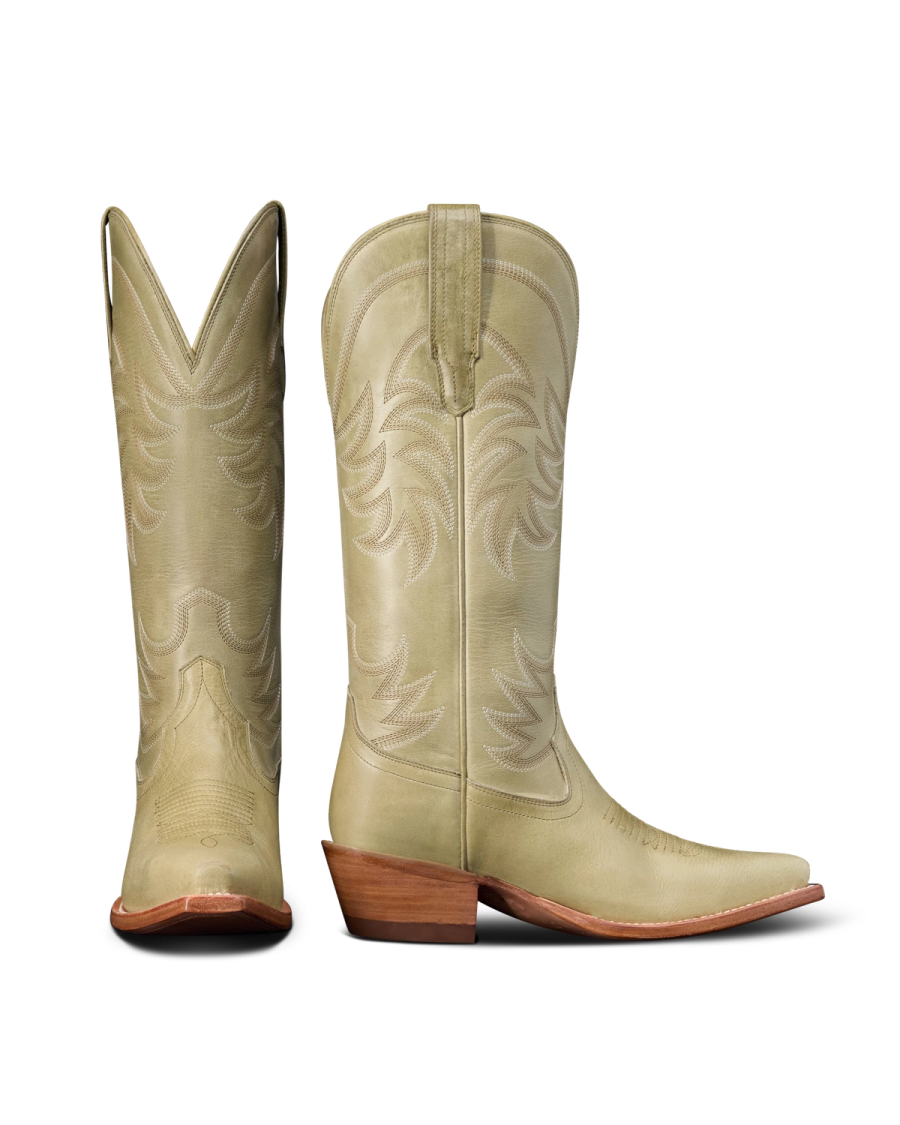 tecovas green dress Ladies The Annie Light Sage Cowhide Western Boot 21094 party dress with sleeves