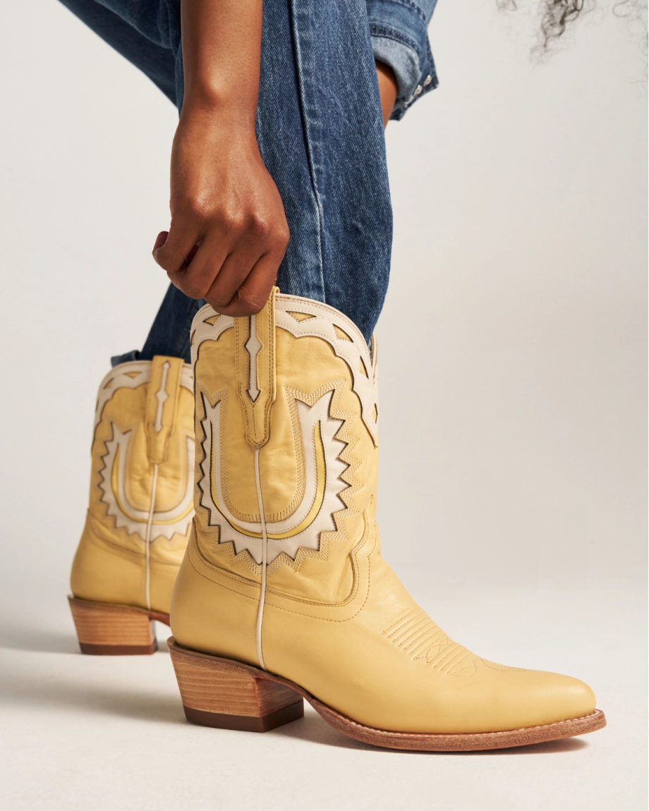 View of The Jolene - Pale Yellow Cowhide