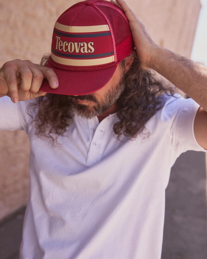 Retro 5-Panel High Pro Flat Brim Trucker - Red on plain background