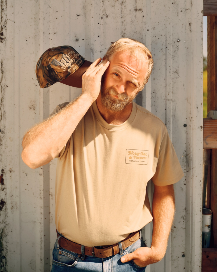 View of Men's Tecovas X Mossy Oak Instant Old Friends Tee - MO Original Bottomland
