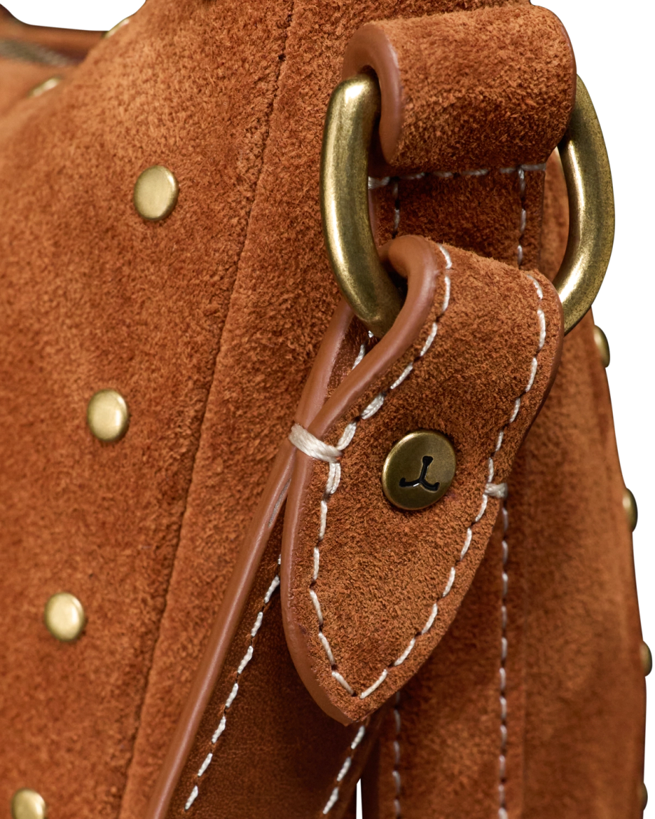 Closeup view of Slouchy Shoulder Bag - Saddle