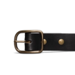 Front view of Harness Leather Belt - Midnight on plain background