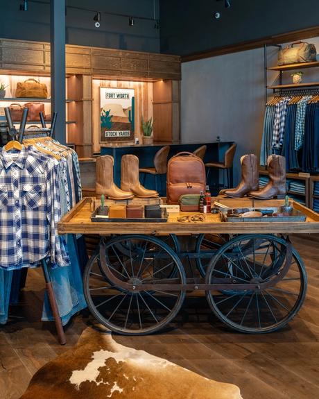 Image of the inside of the Main Street Tecovas Store apparel and wallets