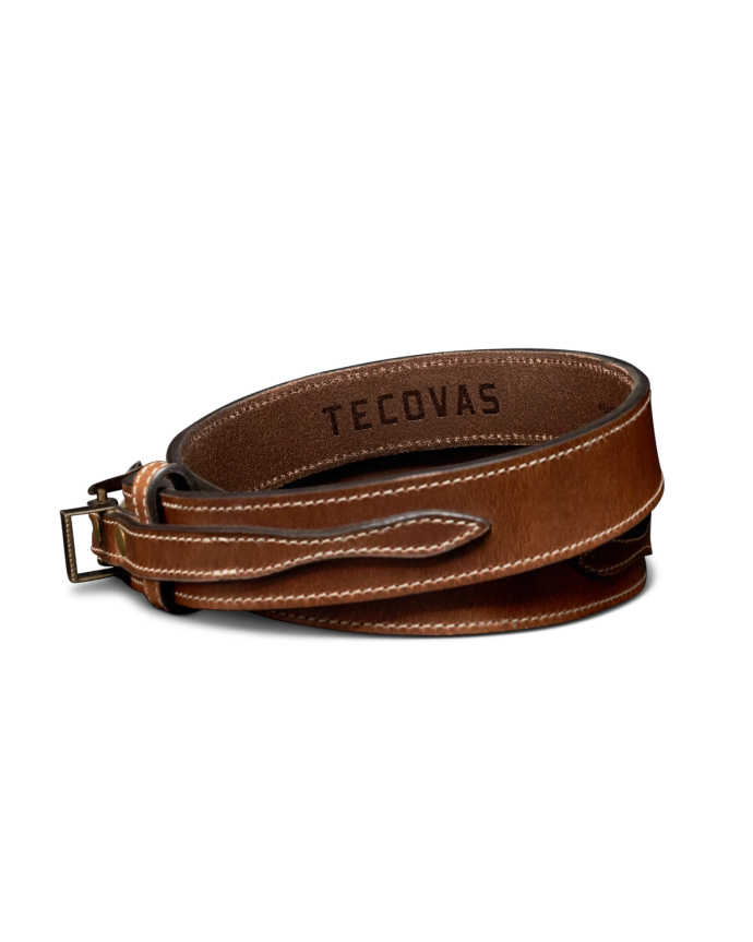 Back view of Men's Ranger Belt - Medium Brown on plain background
