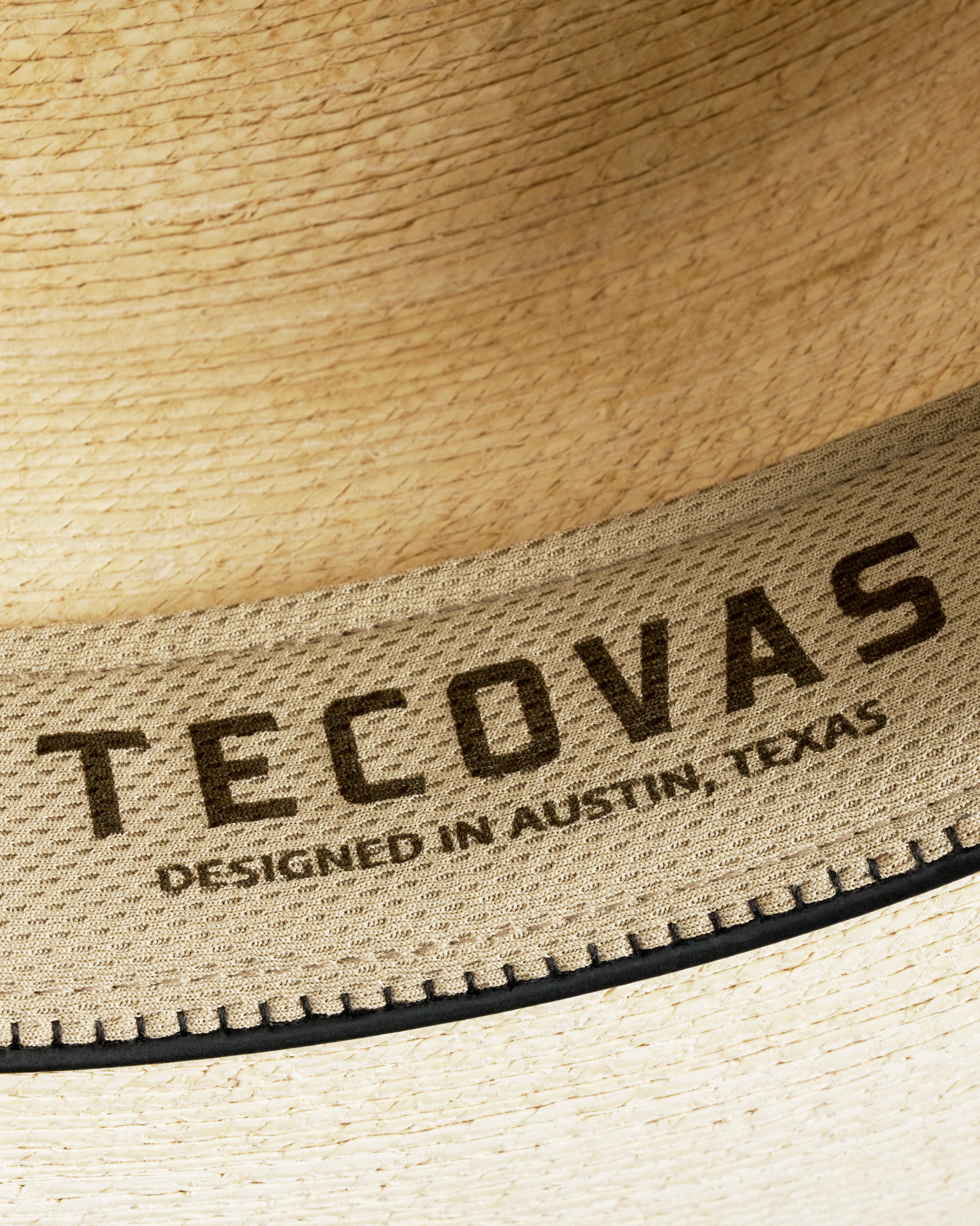 Closeup view of Cattleman Palm Cowboy Hat - Natural