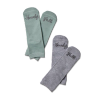two pairs of hiking socks in green and grey with howdy y'all on the toes