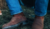 man wearing tecovas work boots