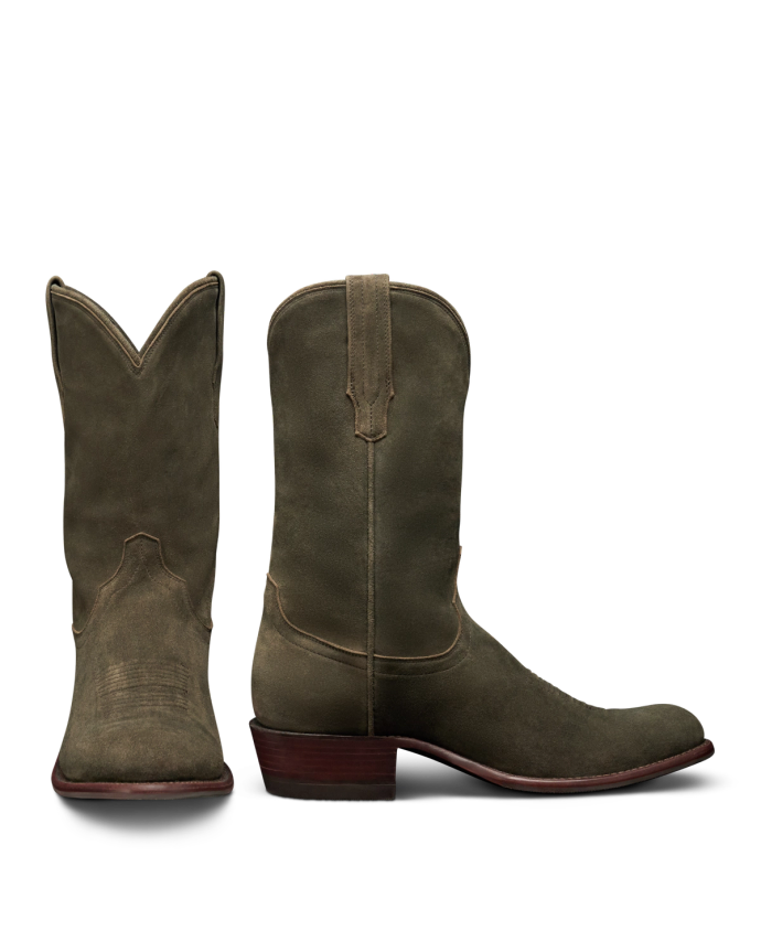 Pair view of The Johnny - Olive Deerskin Roughout on plain background